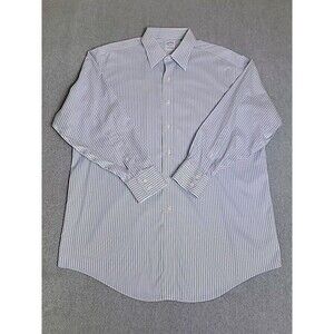 Brooks Brothers Dress Shirt Mens 33 16.5  Blue Stripe Cotton Preppy Business Dad